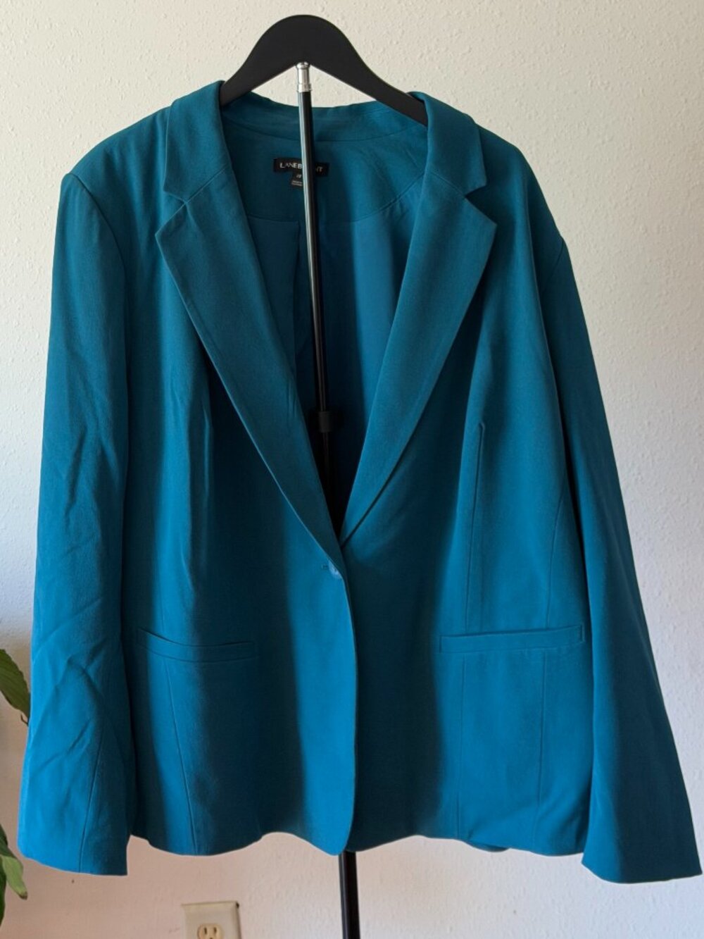 Lane Bryant single-button blazer jacket. Women's plus size 28. Teal blue.